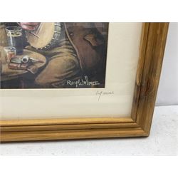 After Roy Wallace (Irish 20th century): 'The Musicians', oleograph titled on the mount in pencil 27cm x 39cm

