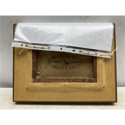 Edward Gentle (British 1823-1910): 'Scarborough Pier and Lighthouse', oil on canvas signed and dated 1895, titled verso 14cm x 22cm 