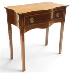 Ealy 19th century Sheraton design inlaid mahogany serpentine-fronted side table, shaped re...