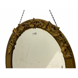 Oval gilt framed wall mirror, with bevelled plate
