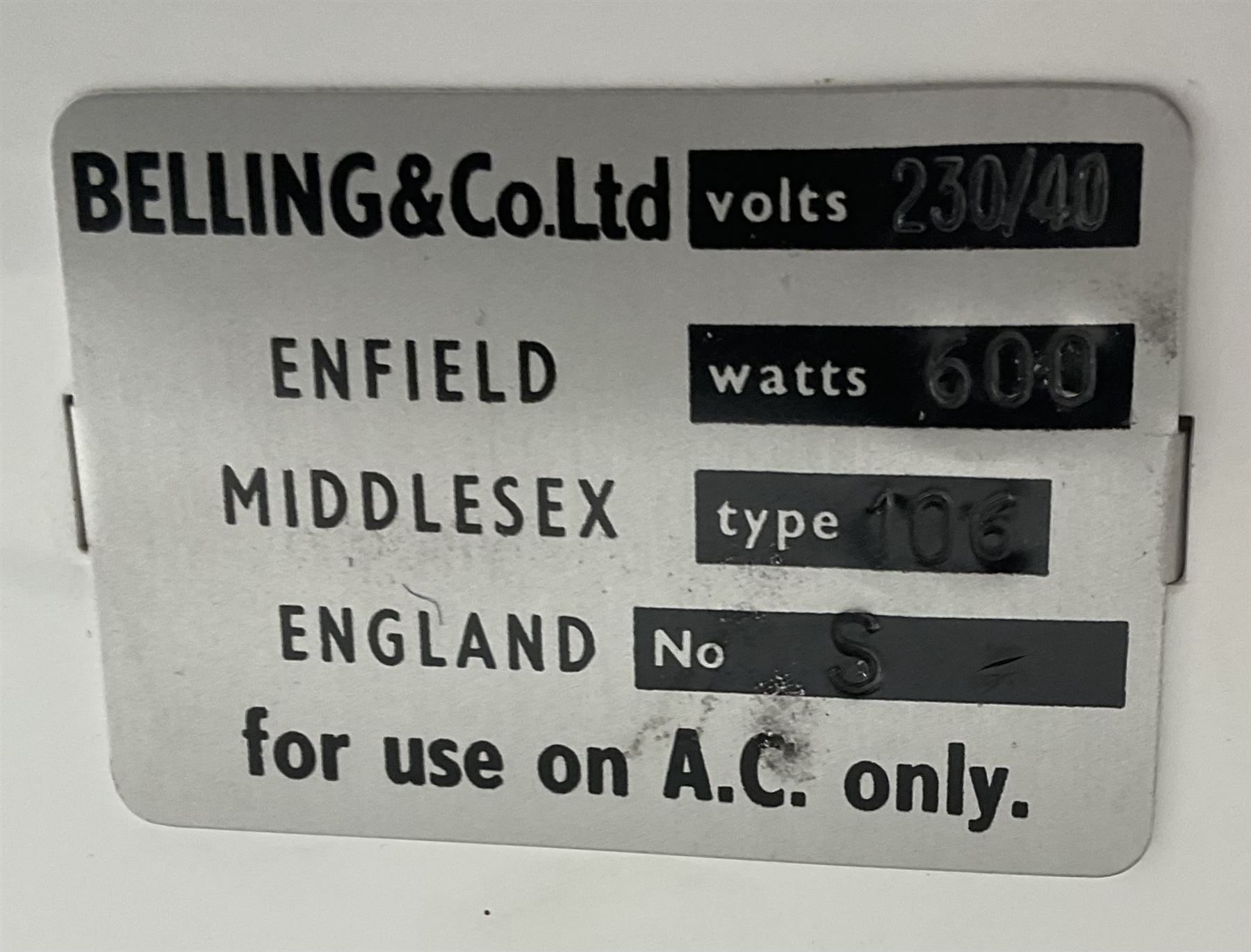 Belling & Co Ltd 106 vintage heating cabinet