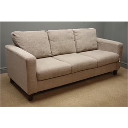 Three seat sofa upholstered in gray fabric (W198cm), and matching two seat sofa  