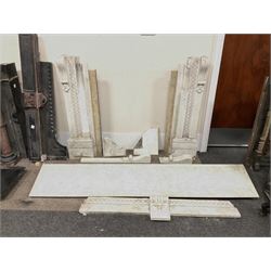 19th century white marble fire surround, detailed columns and pilasters, overall width 200cm
