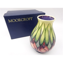  Moorcroft 'April Tulips' small baluster vase designed by Emma Bossons, 2003, with box  
