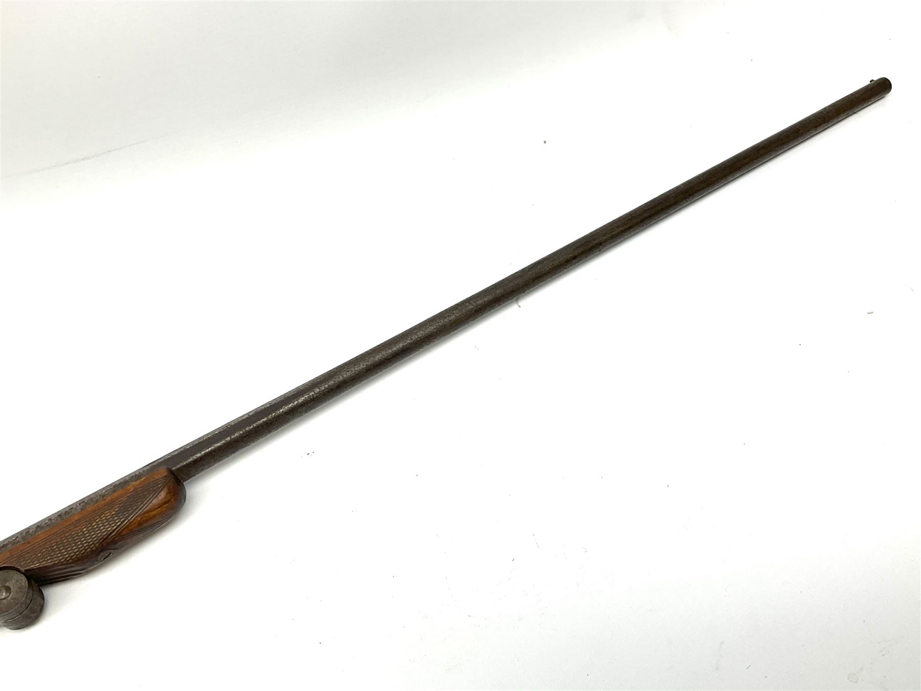 Belgian .410 folding 'poacher's' gun with 71.5cm barrel, side lever opening, centre hammer action and walnut stock with chequered grip and fore-end L110cm overall SHOTGUN CERTIFICATE REQUIRED