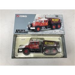 Corgi Heavy Haulage - six die-cast models comprising 17601 Hills of Botley Scammell Constructor and 24-wheel Low Loader; 13902 Knowles Transport Foden S21 Platform Lorry with Diesel Tank Load; limited edition 17903 Wynns Scammell Contractor; 13501 G.C. Munton Foden S21 'Mickey Mouse' Articulated and Low Loader; 16601 Pickfords Scammell Highwayman Ballast and Land Rover Set; and 31004 Wynn's Scammell Articulated, Bedford S Articulated and Low Loader Set; all boxed (6)