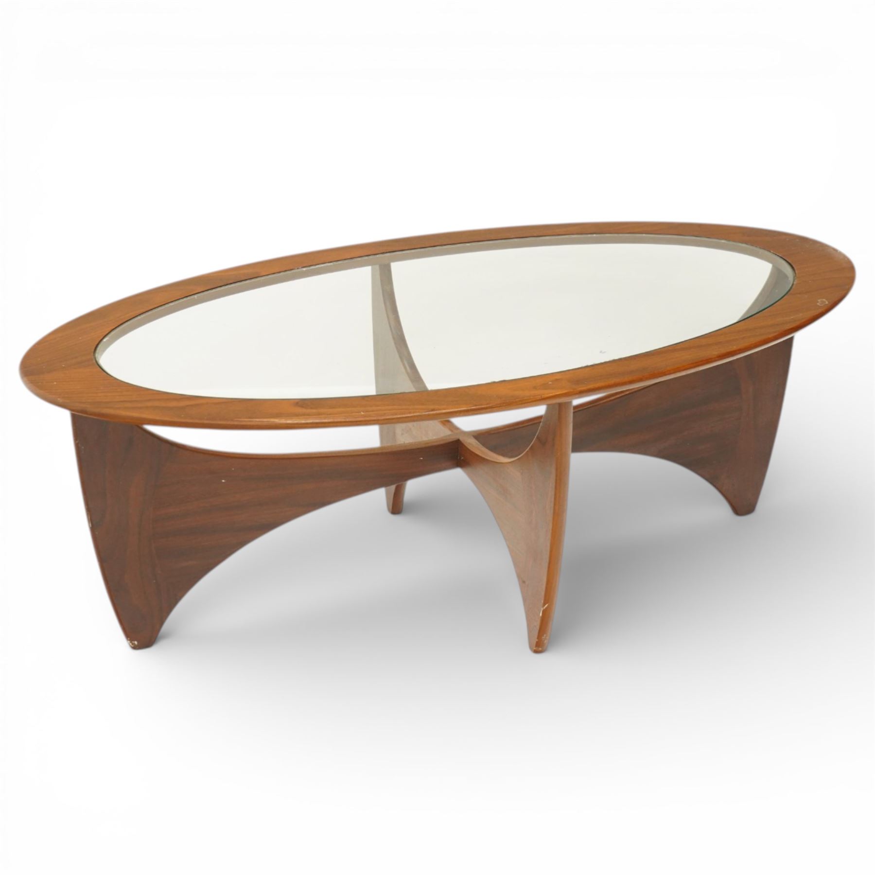 Ib Kofod-Larsen (1921-2003) Astro for G-Plan - teak Astro coffee table, oval form with inset glass top