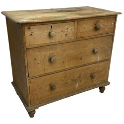 Victorian stripped pine chest, fitted wi