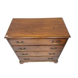 19th century mahogany straight-front chest, moulded edge, fitted with four graduating cockbeaded drawers, raised on bracket feet