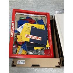Meccano set no. 6 and Meccano Conversion set no. 8X, together with various Meccano parts and accessories, variously boxed and with instruction manuals