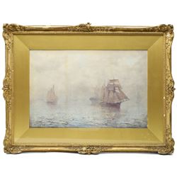John Ernest Aitken (Scottish 1881-1957): 'Mist on the Mersey', watercolour signed, titled on Chas. Rowley and Co 1910 Ltd label verso 33cm x 49.5cm