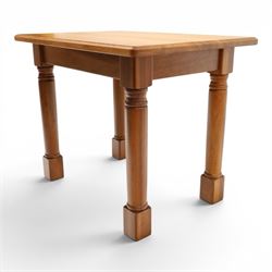 Knightman - cherrywood extension table or serving table, the rectangular top raised on four turned legs, recessed carved knight trademark, by Horace Knight of Old Mill Furniture, Balk near Thirsk