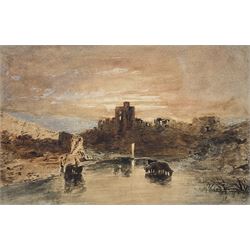 After Joseph Mallord William Turner (British 1775-1851): 'Norham Castle at Sunset', watercolour unsigned 23cm x 35cm