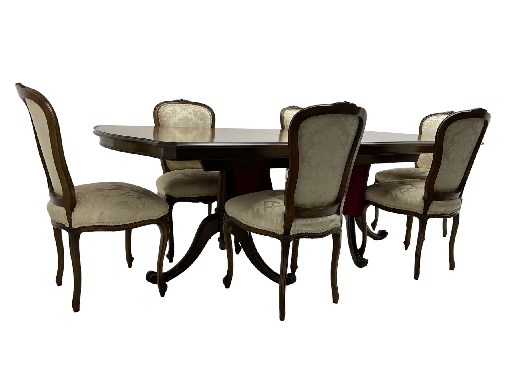 French Inlaid Walnut Extending Twin Pedestal Dining Table Rectangular french-inlaid-walnut-extending-twin-pedestal-dining-table-rectangular