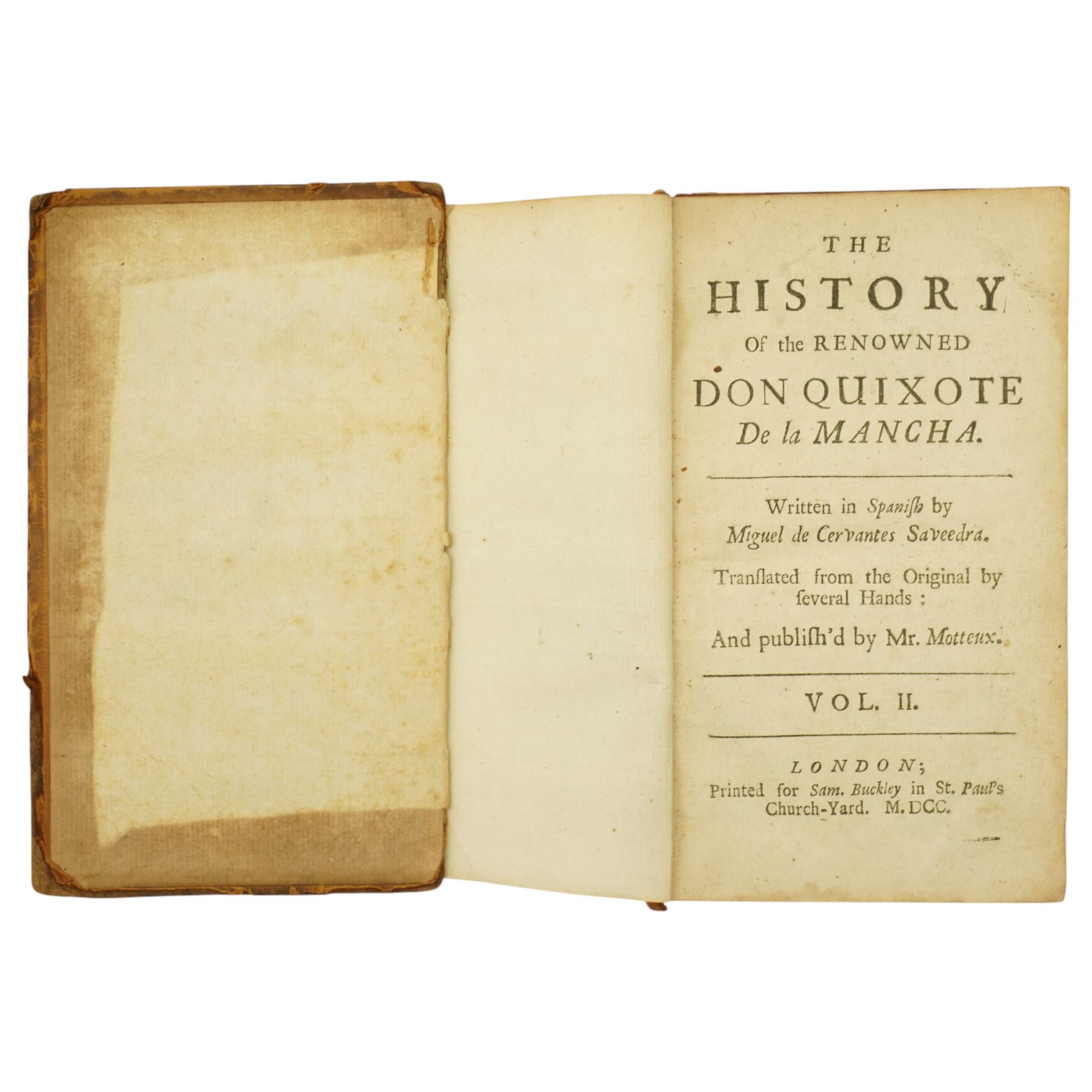 Camden, William - Camden's Britannia Newly Translated into English, published by Edmund Gibson 1695, lacking maps and five various early 18th century volumes 'Don Quixote'