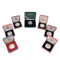 Six The Royal Mint United Kingdom silver proof crown coins, comprising 1977 'Silver Jubile...