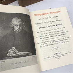  Dibdin Rev.Thomas Frognall: Typographical Antiquities or The History of Printing. 1969 Facsimile edition of the 1810 original. Four volumes. Illustrated. Brown cloth binding.  