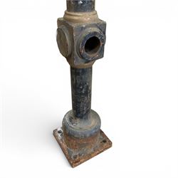 Pair of Victorian design painted heavy cast iron bollards or railing columns