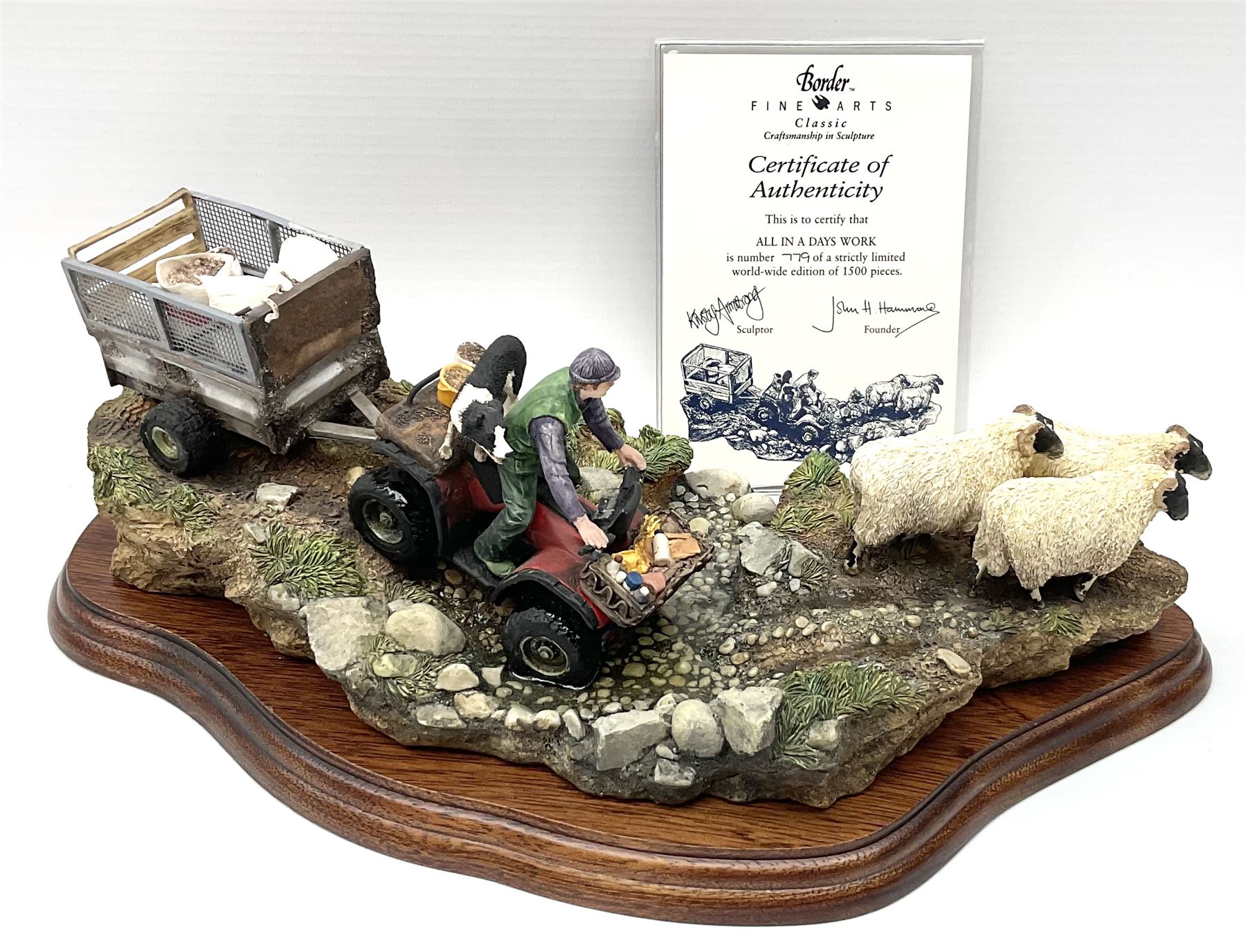 Border Fine Arts limited edition 'All In a Days Work' figure, 779 of 1500, model no B0593, modelled by Kirsty Armstrong, with certificate, H13cm L31.5cm. 