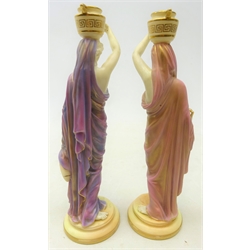  Pair of early 20th century Royal Worcester figures modelled as two female water carriers no. 2/125, H24cm   