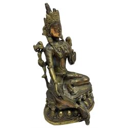 Tibetan gilt brass figure of a seated Tara, H21cm