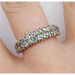 19th century gold and silver two row old cut diamond ring, the inner shank inscribed 'Catherine Tracy 1852'
