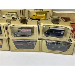 Various makers - forty-five modern die-cast models by Matchbox MOY, Days Gone, Lledo, Corgi etc including single models and sets, 1977 Silver Jubilee State Landau, commercial and promotional vehicles, passenger coach and horses, RAF etc; all boxed (45)