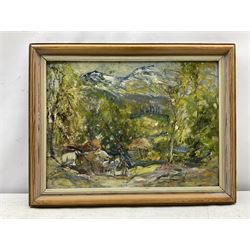 George Smith (Scottish 1870-1934): 'Highland Farm', oil on canvas board, signed and titled verso 29cm x 40cm
Provenance: with Martin Forrest Gallery Haddington East Lothian and Letham Gallery Cumberland St. Edinburgh, labels verso