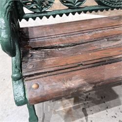 Cast iron and wood slatted garden bench