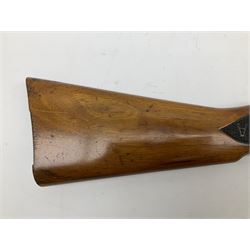 BSA .177 air rifle with top loading under lever action, walnut stock carved with chequered BSA logo to grip, serial no.A1203 L102cm