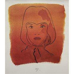 Allen Jones RA (British 1937-): 'Rosso' Head and Shoulder Portrait, limited edition chromolithograph signed in pencil with BolaffiArte blind stamp 27cm x 20cm