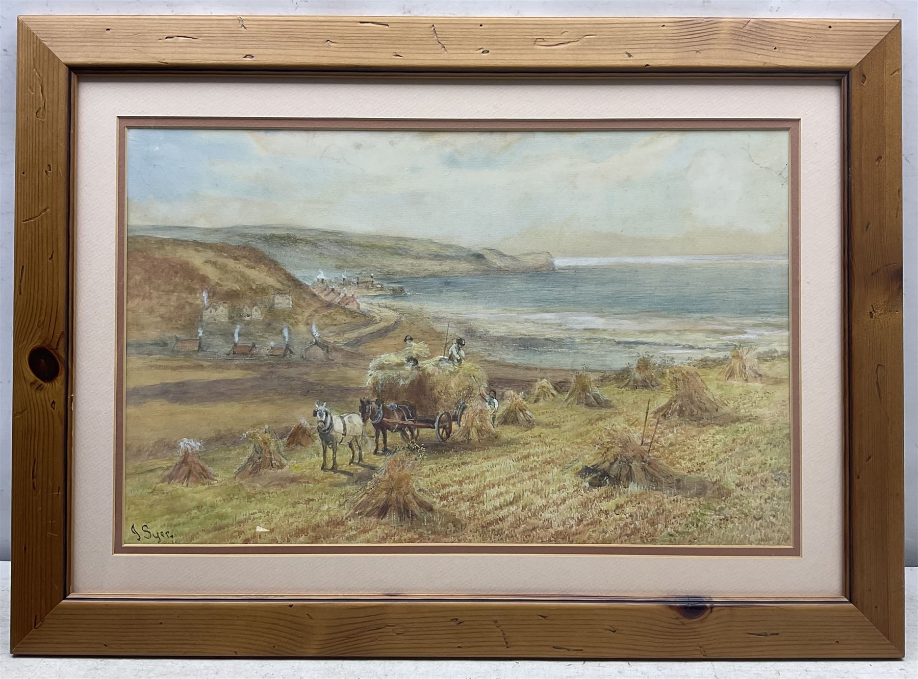 John C Syer (British 1844-1912): Haymaking above Sandsend, watercolour signed 30cm x 48cm; Kate E Booth (British fl.1850-1898): 'On the Staith - Whitby', watercolour signed and titled 25cm x 33cm (2)