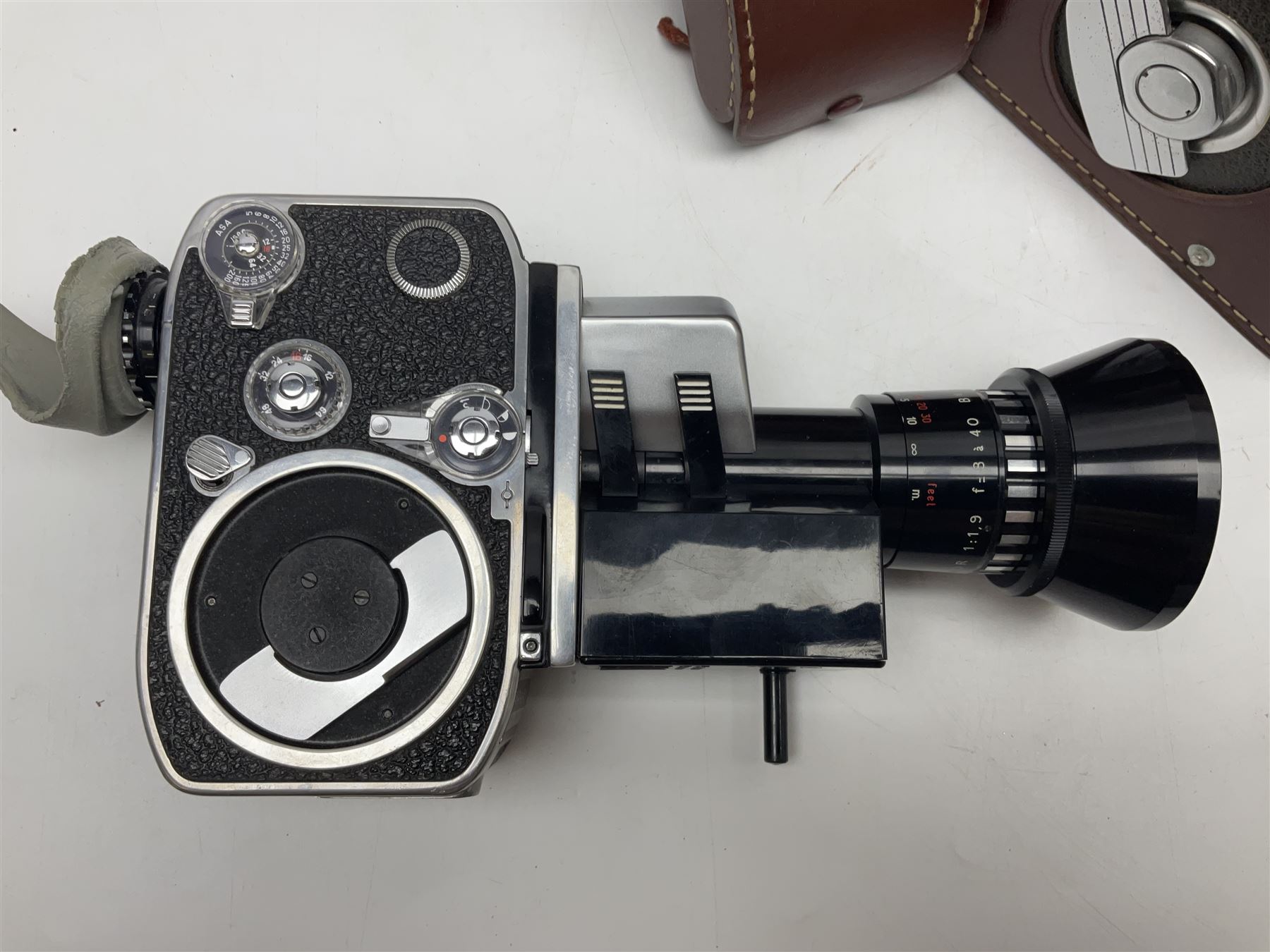 Bolex Paillard P3 Zoom Reflex camera body, serial no 38090, with 'B te S.G.D.G Som Berthiot Pan-Cinor 1:1.9 f=8a 40' lens, serial no. 40251438 in case, Kodak Brownie movie camera, Kodak model 2 Brownie movie camera and a Kodak 8 Movie Projector A-15G and other camera equipment 