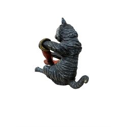 After Franz Bergmann (1861-1936): Austrian cold painted bronze figure of Puss in Boots, with Bergmann type mark beneath, H8cm 