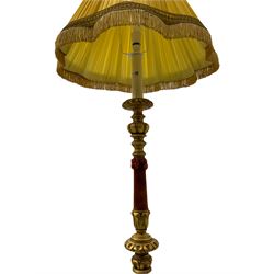Classical design gilt standard lamp, with suede column