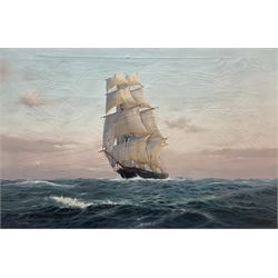 David C Bell (British 1950-): Brig in Full Sail, oil on canvas signed 51cm x 76cm (unframed)