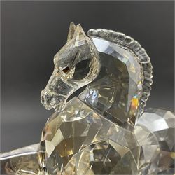 Two Swarovski Crystal Signs of the Zodiac figures, comprising horse and tiger, together with Zodiac dragon holding the flaming pearl, largest H11cm 