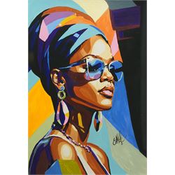 E A Chernenko (Ukrainian contemporary): Rhianna - Pop Art, acrylic on paper signed, certif...