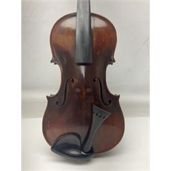 Czechoslovakian violin stamped LIZST c1920 with 35.5cm two-piece maple back and ribs and spruce top L59.5cm overall; in carrying case