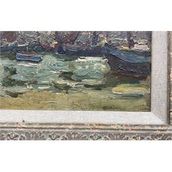 John Anthony Park (Cornish 1880-1962): Boats in St Ives Harbour, oil on board signed and dated '10, 15cm x 20cm