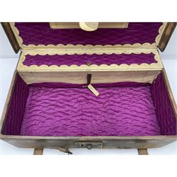 19th century leather suitcase, with brass plaque to cover engraved 'C R F Lutwidge Esq', the pink silk and white kid leather interior with pouch and edging impressed with gilt lettering reading 'By Appointment of Prince of Wales J W Allen 37 Strand Maker Prize Medal Awarded', H21cm, W73cm, Notes: Charles R. Fletcher Lutwidge, was mayor of Tunbridge Wells between 1895-1898, and again between 1901-1902