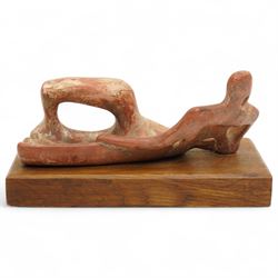 After Henry Moore (British 1898-1986): 'Reclining Figure', terracotta maquette sculpture, base marked with affixed catalogue label inscribed 'Reclining Figure: 1945 Archive 0048398', W19cm H9.5cm
