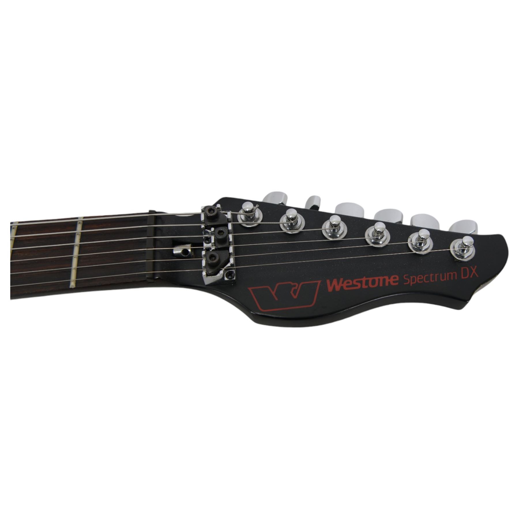 1980s Japanese Westone Spectrum DX electric guitar Bendmaster Deluxe tremolo, in gloss black finish, serial no. 6110889, in modern soft case, guitar L100cm