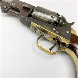 Manhattan Fire Arms Co. percussion five shot revolver, 16cm hexagonal barrel, engraved cylinder dated Dec. 27th 1859, all matching numbers to the frame and brass-work, overall 30cm