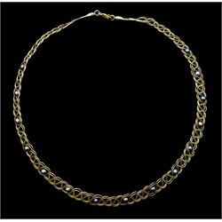  9ct gold multi strand woven wire and grey cultured pearl necklace, stamped 375  