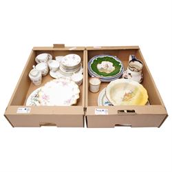 Crown Staffordshire tea set, three Crown Derby 'Royal Pinxtons Roses' plates, Worcester ga...