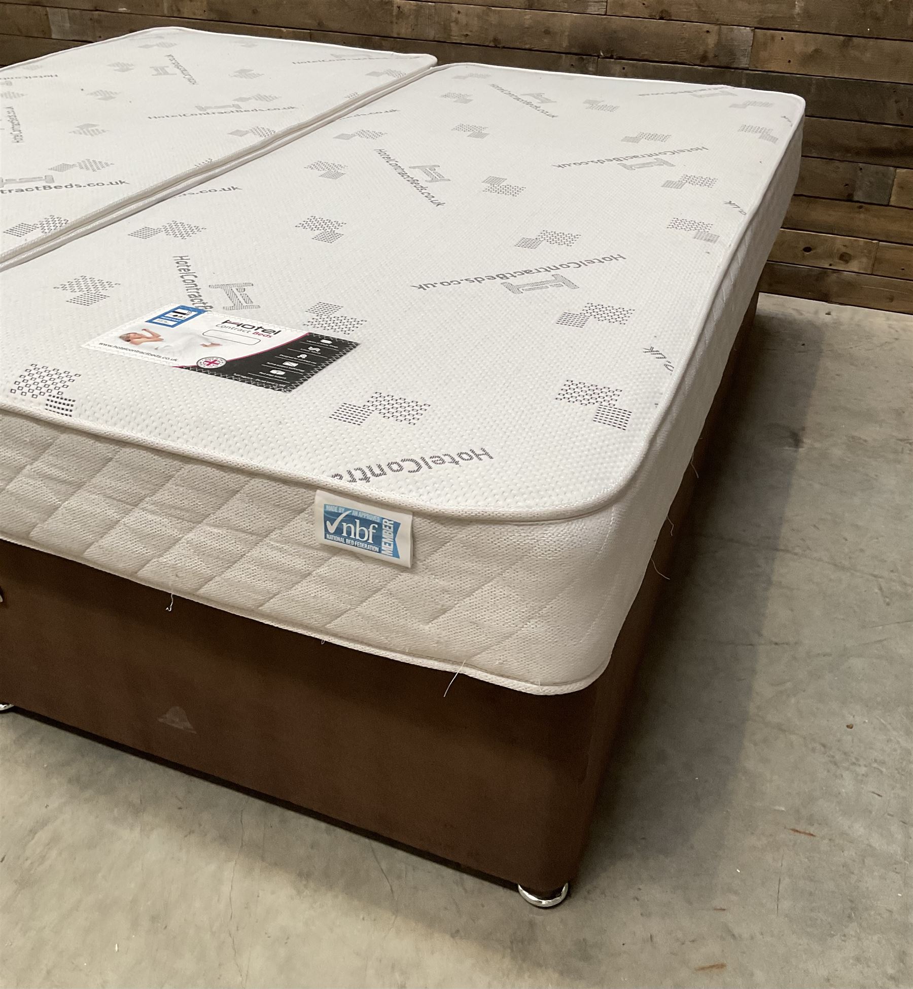 Hotel Contract Beds - SuperKing pair of 3’ divan zip together twin beds