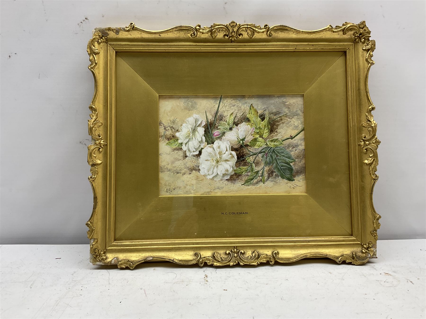 Helen Cordelia Coleman (Angell) (British 1847-1884): 'Roses', watercolour and bodycolour signed, original title on artist's address label verso 12.5cm x 18cm
Provenance: with Christopher Wood Gallery, Bury Street, London, label verso