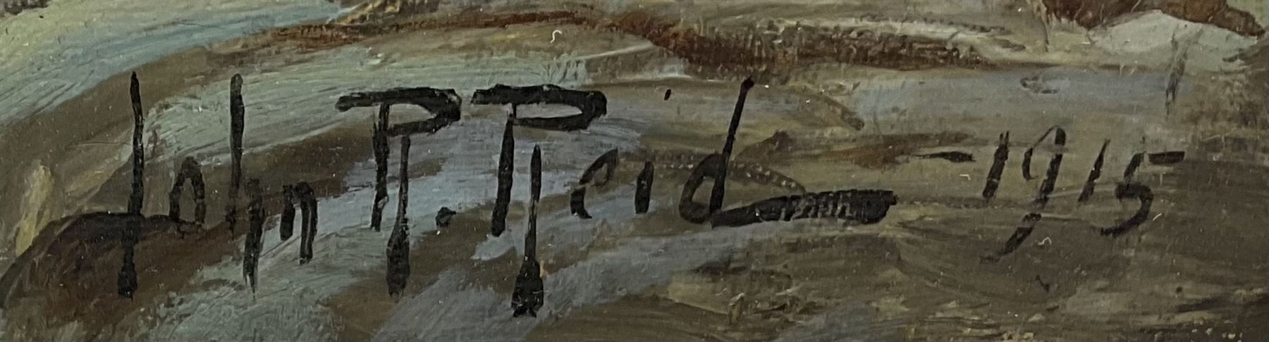 John Robertson Reid (Scottish 1851-1926): Girl on the Seashore Reading a Letter, oil on canvas signed and dated 1915, 60cm x 91cm