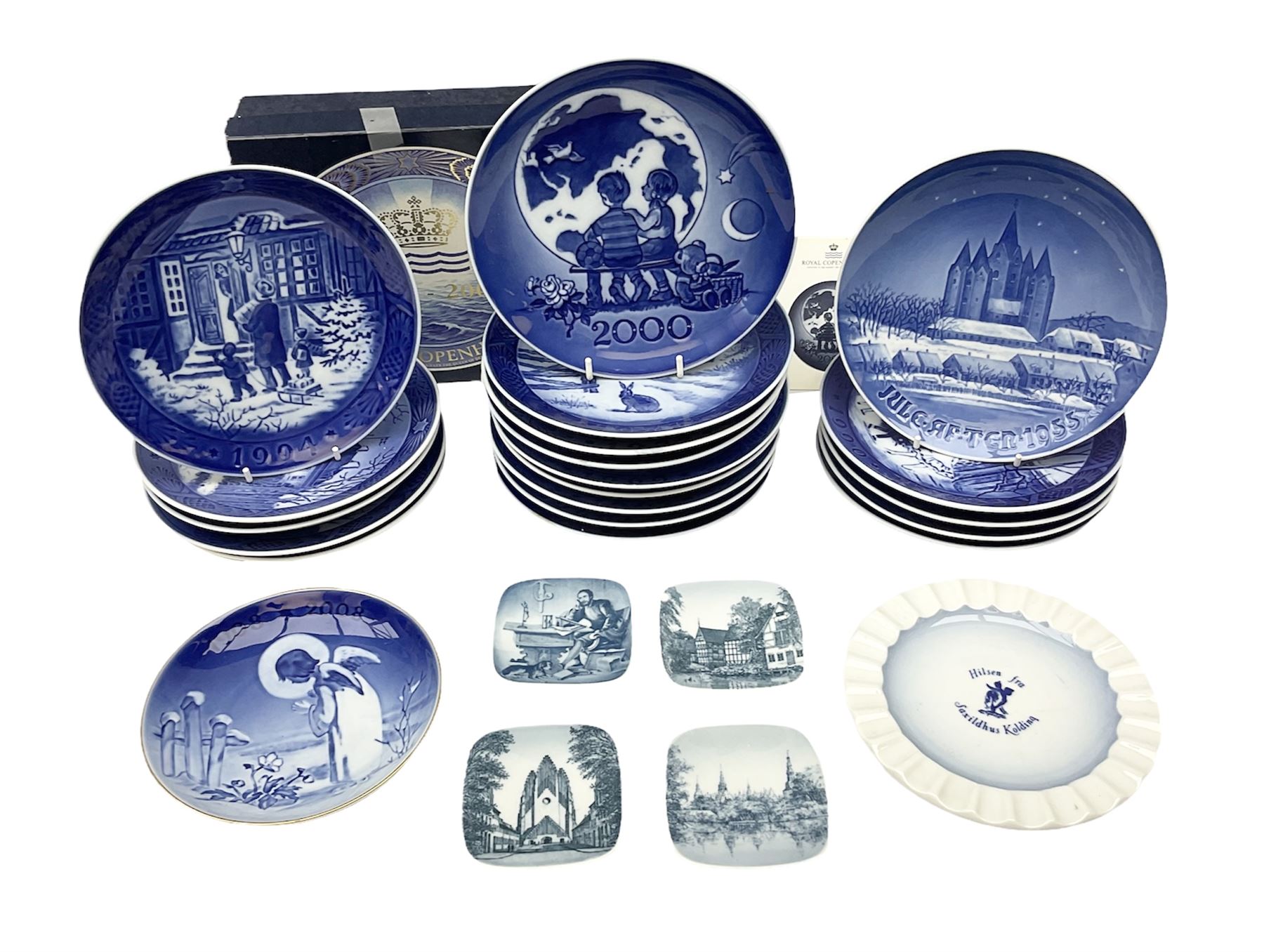 Collection of eighteen Royal Copenhagen Christmas plates 1955-2000 
